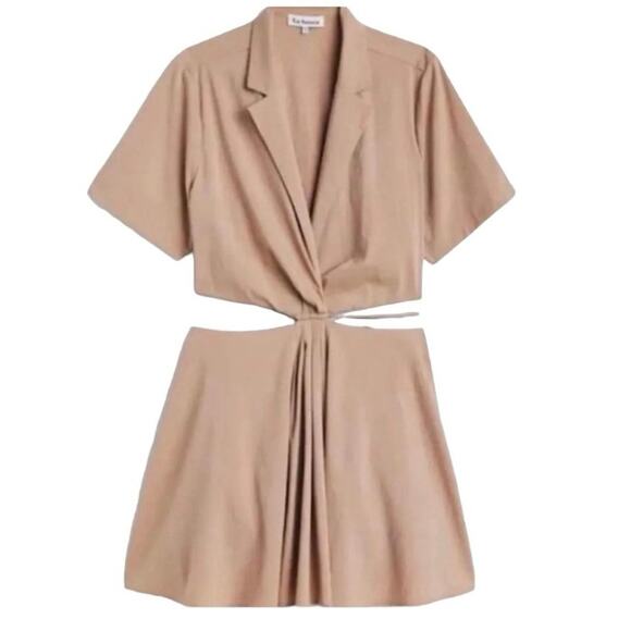 EN SAISON Women’s Beverly Short Sleeve Mini Dress with cutouts in beige-Size M - Picture 3 of 7